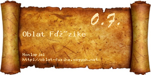 Oblat Füzike névjegykártya